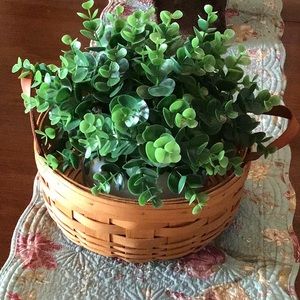 🌿 Longaberger 10” Woven Traditions Darning Basket w/ Leather Handles 🌿